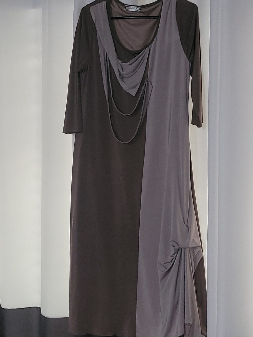 La Mouette Teal, Black & Brown Patterned Maxi Dress